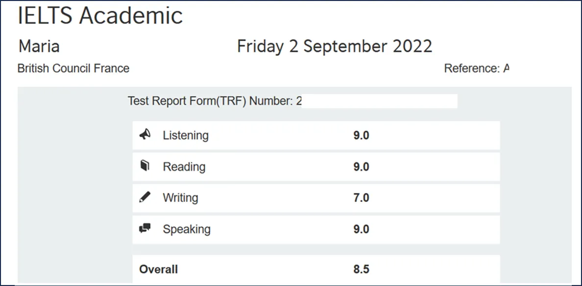 IELTS 8,5 overall