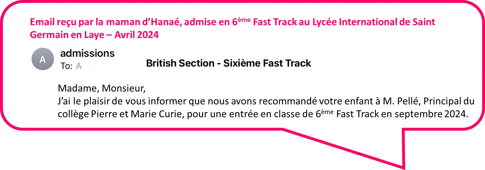 admission en 6eme en fast track au lycée international de Saint-Germain en Laye