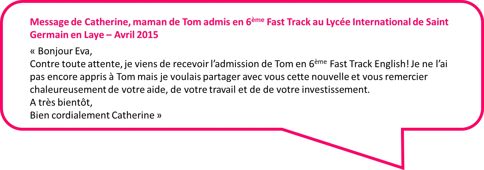 admission en 6eme en fast track au lycée international de Saint Germain