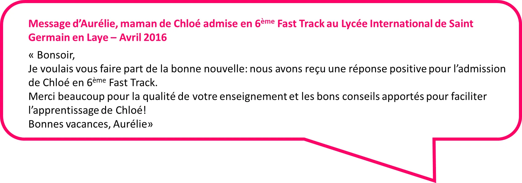 admission en 6eme en fast track au lycée international de Saint-Germain (78)